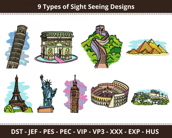 Sight Seeing  Machine Embroidery Designs-1 Size-instant download