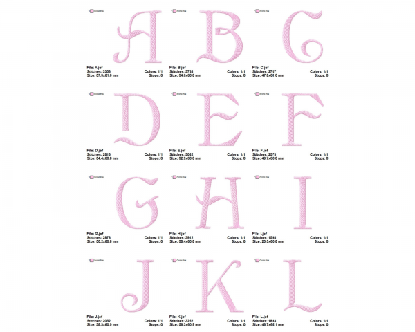Simple Alphabet Machine Embroidery Designs-1 Size-instant download