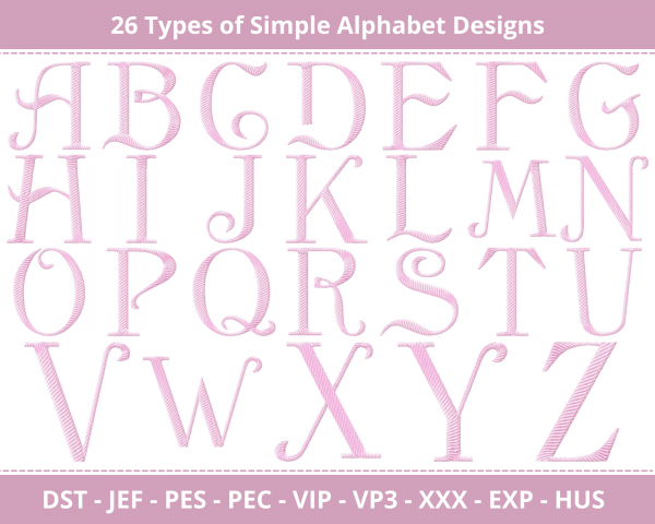 Simple Alphabet Machine Embroidery Designs-1 Size-instant download