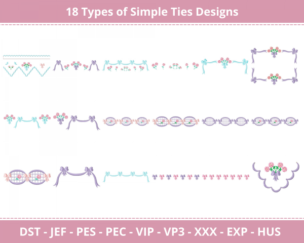 Simple Ties Machine Embroidery Designs-1 Size-instant download