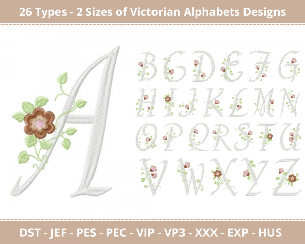 Victorian Alphabets Machine Embroidery Design