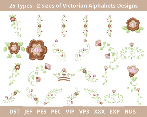 Victorian Alphabets Machine Embroidery Designs-1 Size-instant download