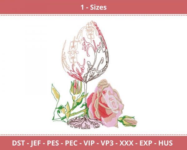 Lam wine And Rose Machine Embroidery Designs-1 Size-instant download