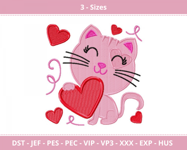Love Cat Machine Embroidery Designs-3 Size-instant download