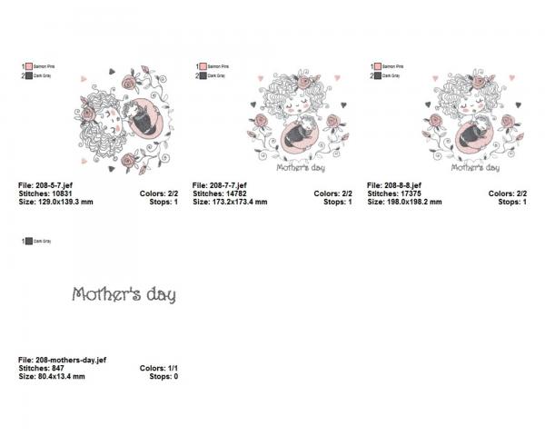 Mother’s Day Machine Embroidery Designs-3 Size-instant download