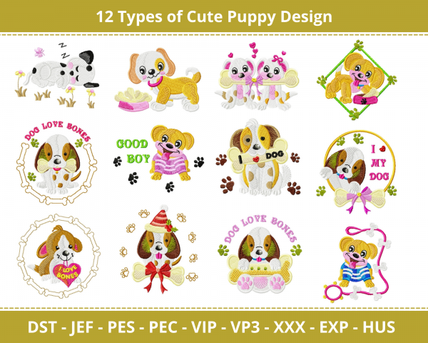 Cute Puppy Machine Embroidery Designs-1 Size-instant download