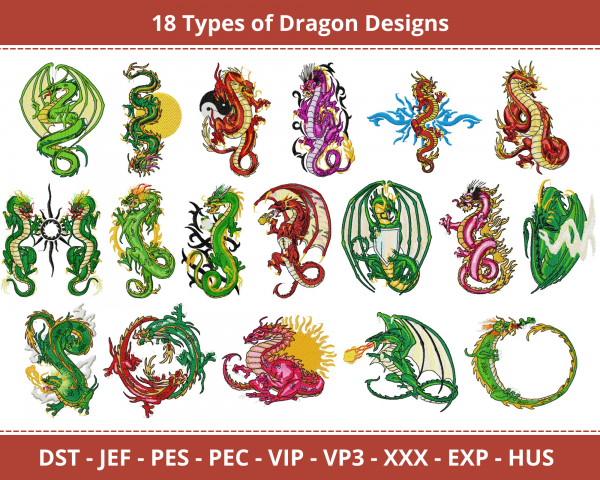 Dragon Machine Embroidery Designs-1 Size-instant download