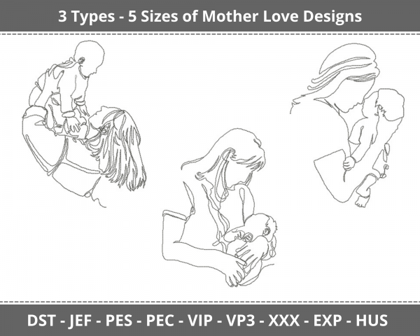 Mother Love Machine Embroidery Designs-5 Size-instant download