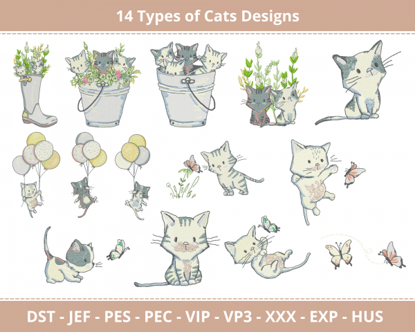Cats Animal Machine Embroidery Designs-1 Size-instant download