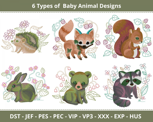 Baby Animal Machine Embroidery Designs-1 Size-instant download