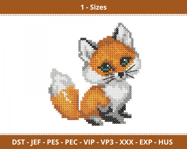 Baby Fox Machine Embroidery Designs-1 Size-instant download