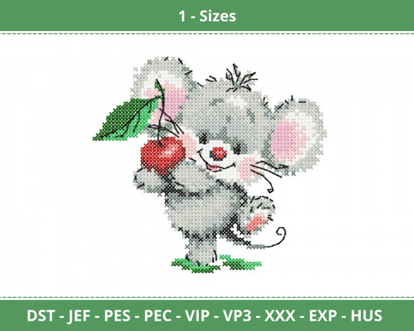 Mouse With Cherry Machine Embroidery Designs-1 Size-instant download