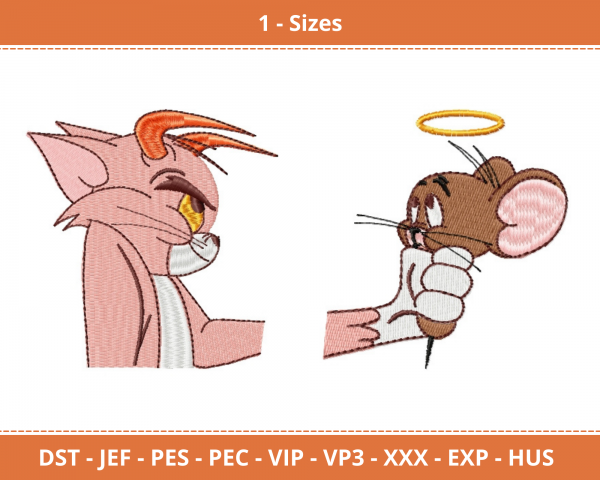 Tom & Jerry Cartoon Machine Embroidery Designs-1 Size-instant download
