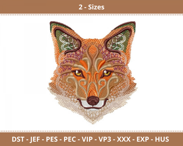 Fox Animal Machine Embroidery Designs-2 Size-instant download