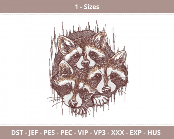 Raccoons Machine Embroidery Designs-1 Size-instant download