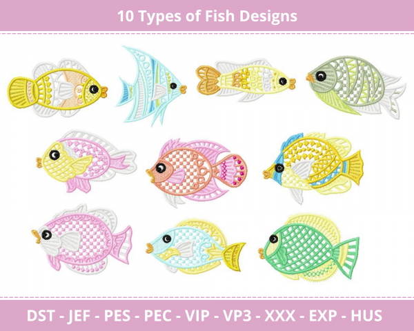 Fish Machine Embroidery Designs-1 Size-instant download