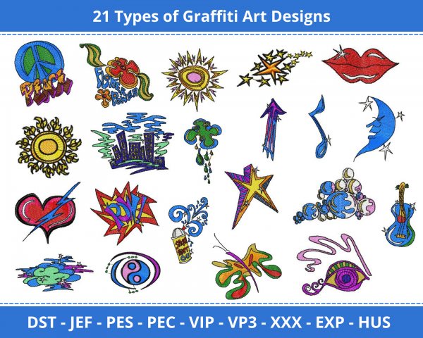 Graffiti Art Machine Embroidery Designs-1 Size-instant download