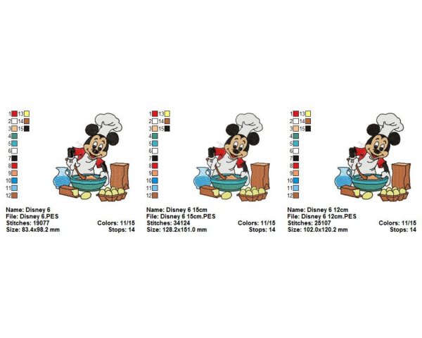 Mickey Mouse Machine Embroidery Designs-3 Size-instant download