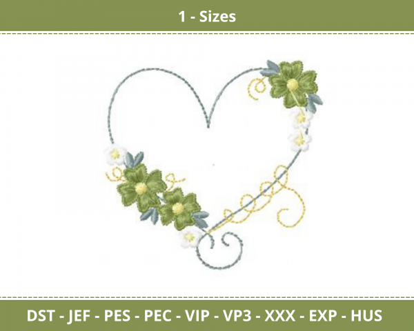 Heart Flower Machine Embroidery Designs-1 Size-instant download