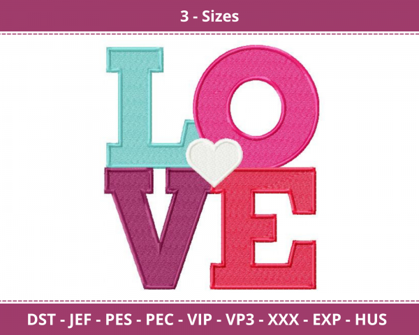 Love Fill Machine Embroidery Designs-3 Size-instant download