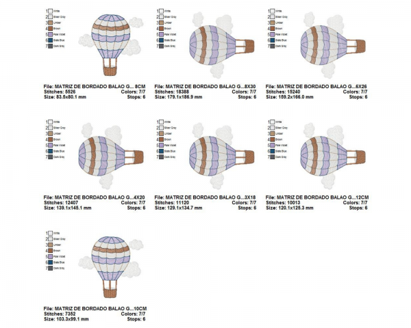 Air Balloon Machine Embroidery Designs-7 Size-instant download