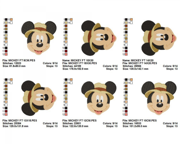 Mickey Mouse Machine Embroidery Designs-6 Size-instant download
