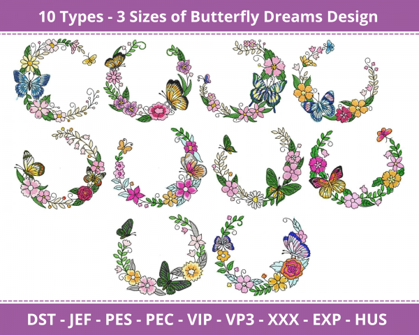 Butterfly Dreams Machine Embroidery Designs-3 Size-instant download