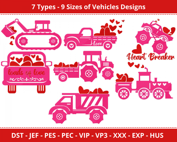 Vehicles Machine Embroidery Designs-9 Size-instant download