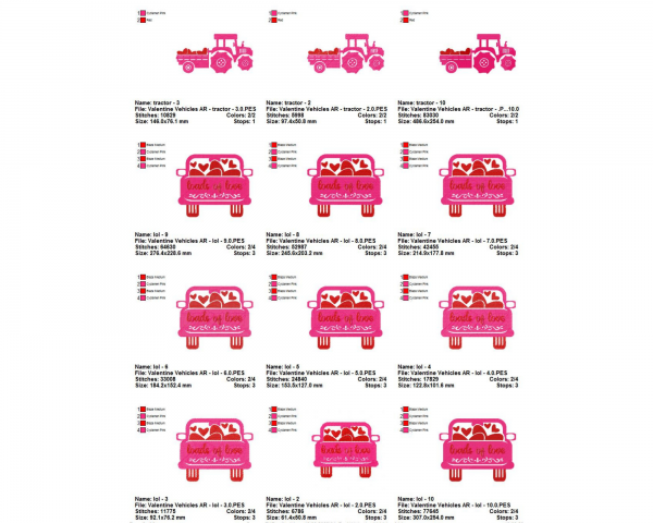 Vehicles Machine Embroidery Designs-9 Size-instant download