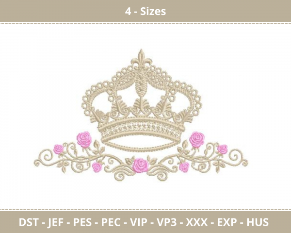 Crown Machine Embroidery Designs-4 Size-instant download