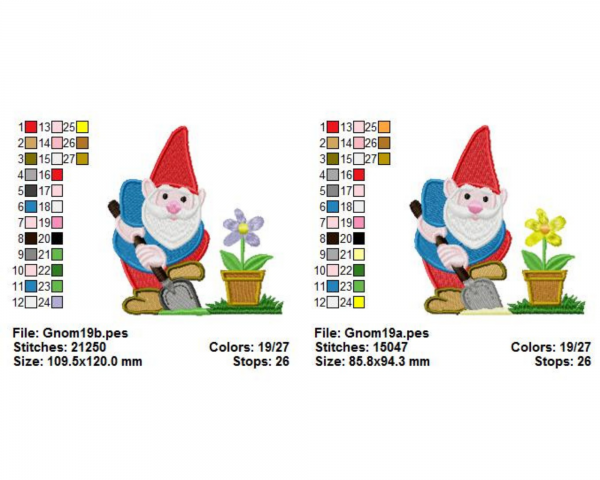 Garden Gnome Machine Embroidery Designs-2 Size-instant download
