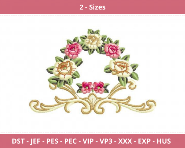 Heart With Rose Machine Embroidery Designs-2 Size-instant download