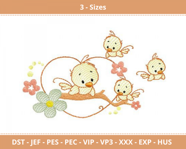 Little Family Bird Machine Embroidery Designs-3 Size-instant download