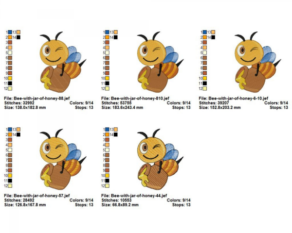 Winking Bee With Jar Full Of Honey Machine Embroidery Designs-5 Size-instant download