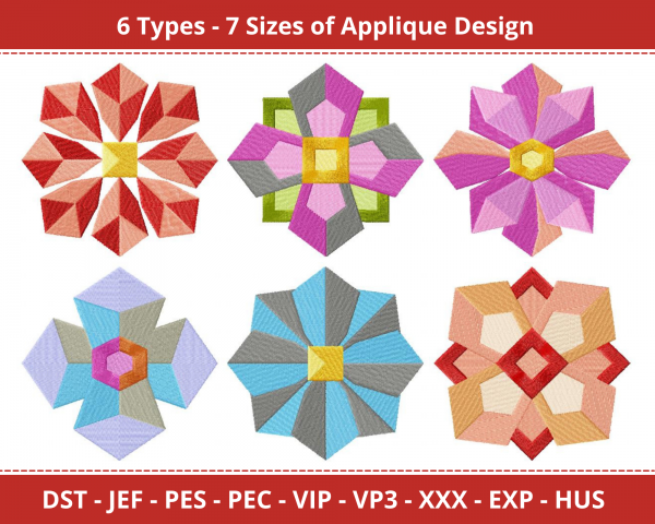 Applique Machine Embroidery Designs-7 Size-instant download