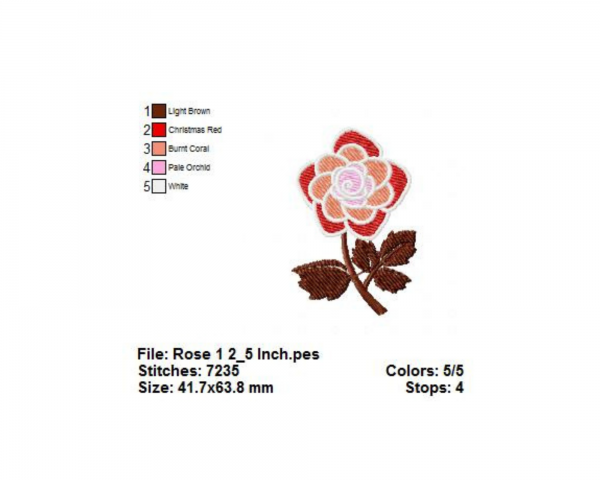 Rose With Leaf Machine Embroidery Designs-7 Size-instant download