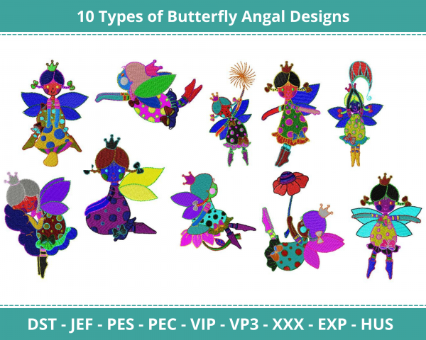 Butterfly Angle Machine Embroidery Design