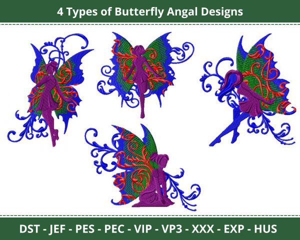 Butterfly Angle Machine Embroidery Design