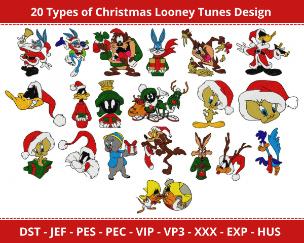 Christmas Looney Tunes Machine Embroidery Designs-1 Size-instant download