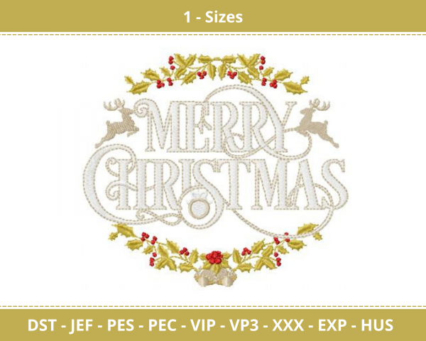 Merry Christmas Quotes Machine Embroidery Design