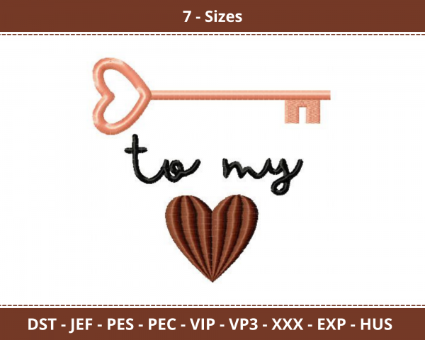 Key To My Heart Machine Embroidery Designs-7 Sizes-instant download