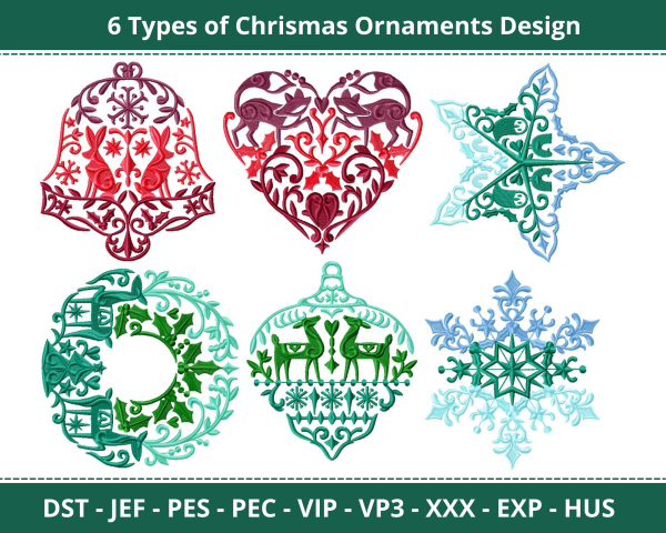 Christmas Ornaments Machine Embroidery Designs-1 Sizes-instant download
