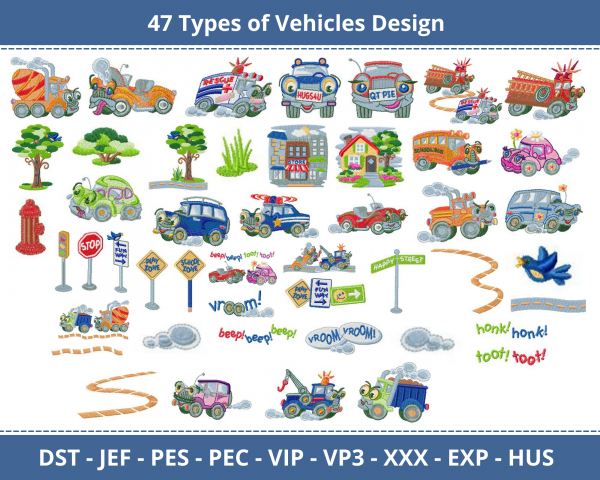 Vehicles Machine Embroidery Designs-1 Sizes-instant download