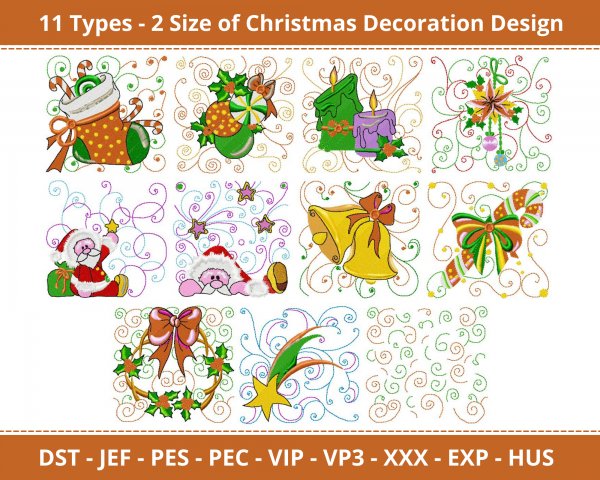 Christmas Decoration Machine Embroidery Designs-2 Sizes-instant download
