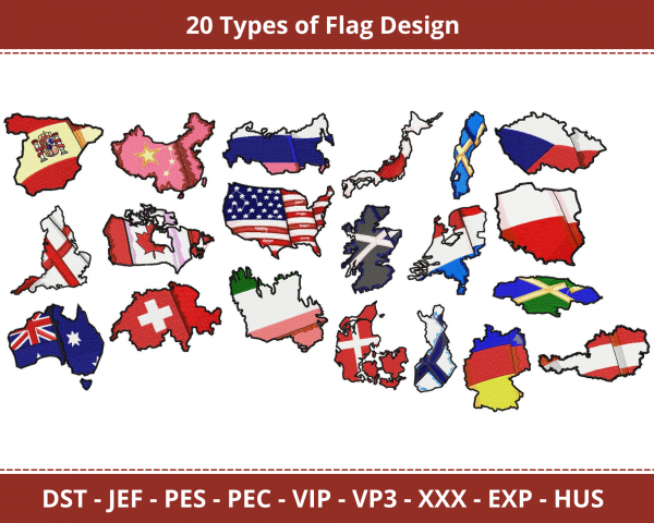 Flag Machine Embroidery Designs-1 Sizes-instant download