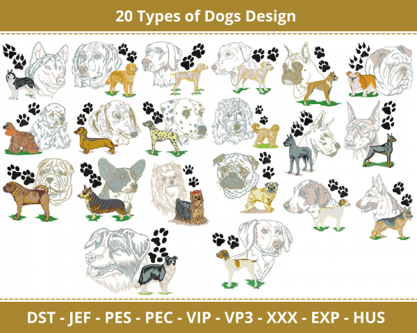 Dogs Machine Embroidery Designs-1 Sizes-instant download