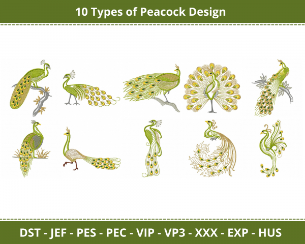 Peacock Machine Embroidery Design