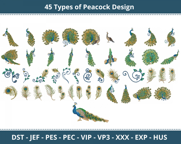 Peacock Machine Embroidery Design