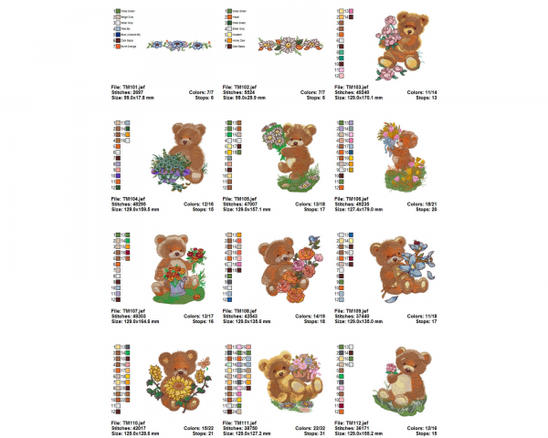 Cute Teddy Bear Machine Embroidery Designs-1 Sizes-instant download