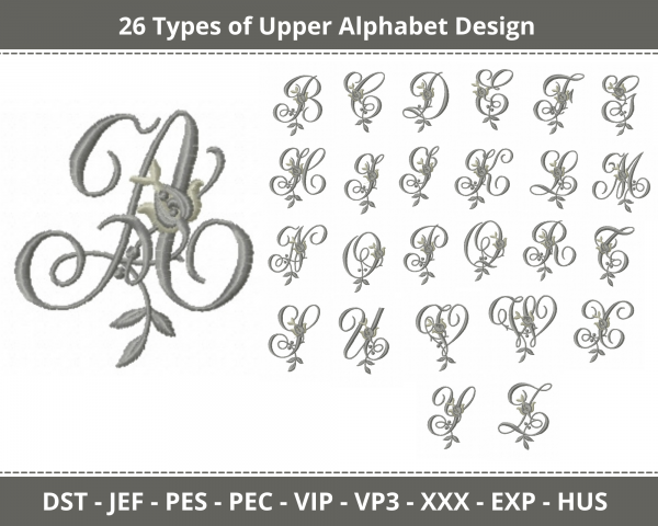 Upper Alphabet Machine Embroidery Designs-1 Size-instant download